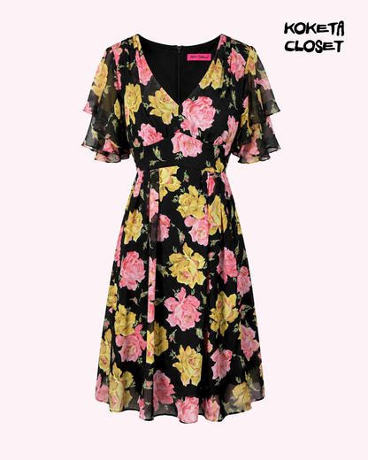 Betsey Johnson Floral Chiffon Dress