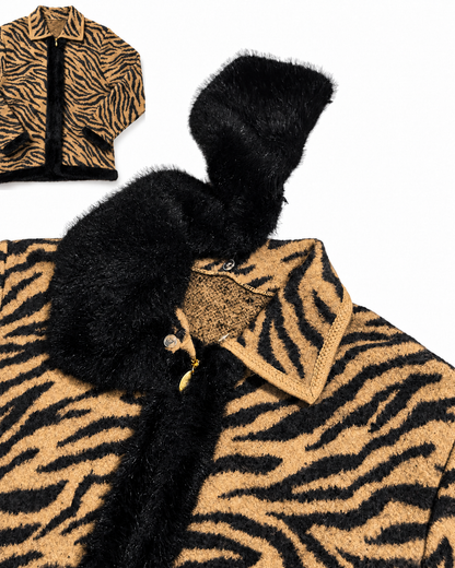 Tiger Stripe Zip-Up Jacket With Removable Collar