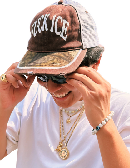 Fuck Ice Camo Distressed Hat